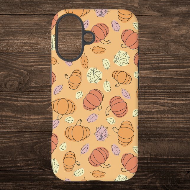 Thanksgiving Pumpkins and Leaves Pattern iPhone 16 Case (Creator Uploaded)