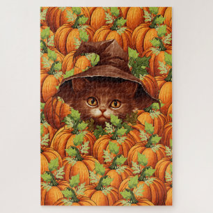 THANKSGIVING PUMPKINS CUTE CAT JIGSAW PUZZLE