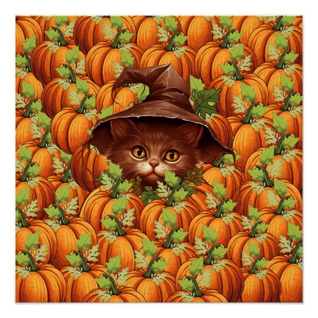 THANKSGIVING PUMPKINS CUTE CAT POSTER (Front)