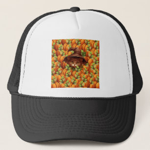 THANKSGIVING PUMPKINS CUTE CAT TRUCKER HAT
