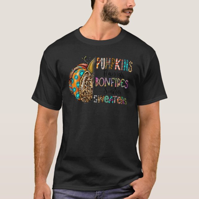 Thanksgiving Pumpkins Flannels Bonfires Smores Swe T-Shirt (Front)