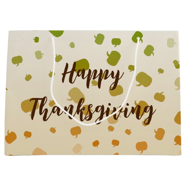Thanksgiving Pumpkins Large Gift Bag (Front)