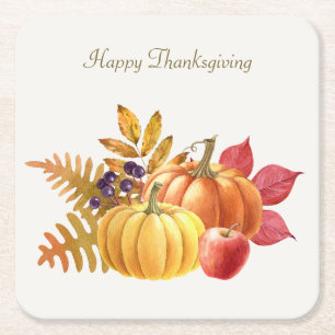 Thanksgiving Pumpkins Paper Coaster