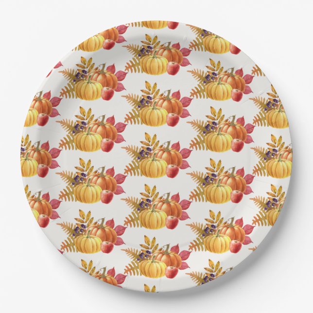 Thanksgiving Pumpkins Paper Plate (Front)