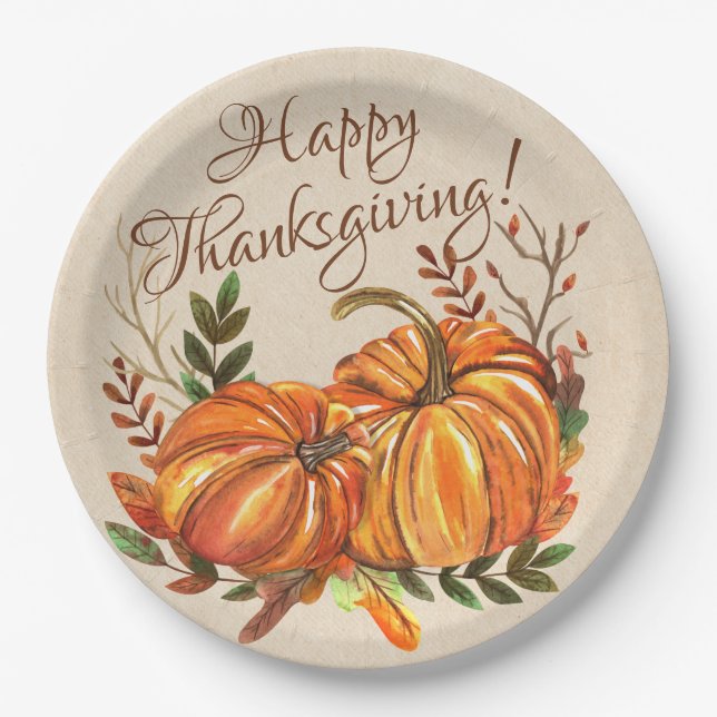Thanksgiving Pumpkins Paper Plate (Front)