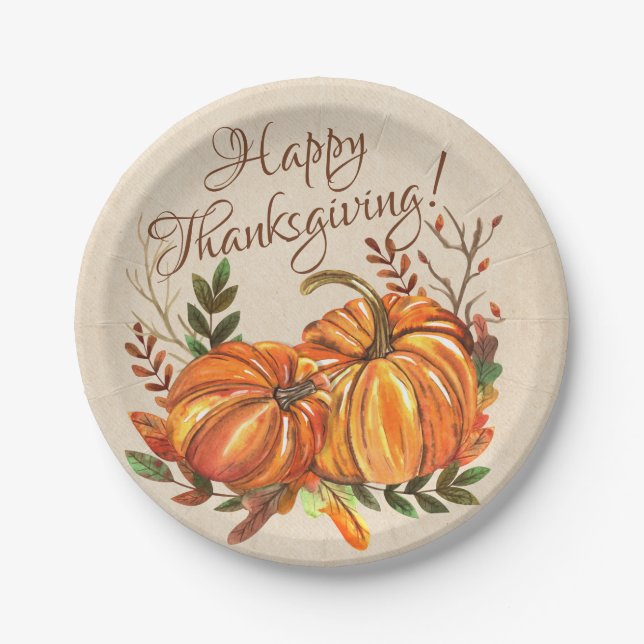 Thanksgiving Pumpkins Paper Plate (Front)