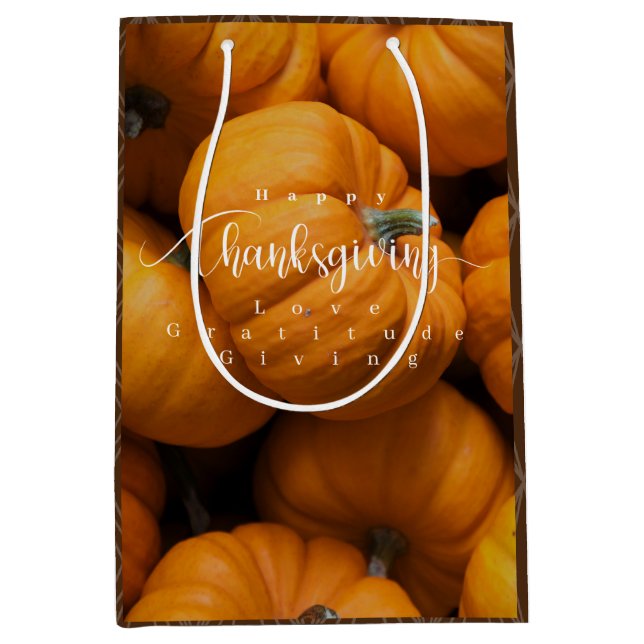 Thanksgiving Pumpkins Photo  Medium Gift Bag (Front)