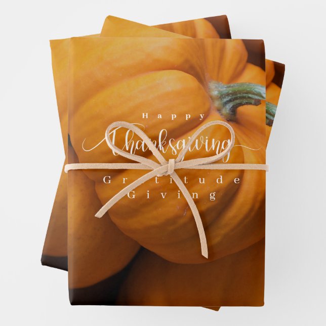 Thanksgiving Pumpkins Photo  Wrapping Paper Sheet (In situ)