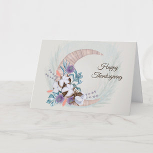 Thanksgiving Purple Thistle Cotton Moon Floral Holiday Card