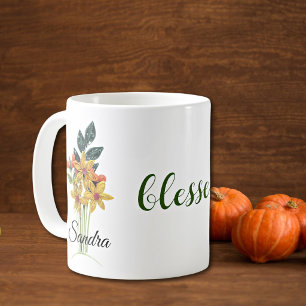 Thanksgiving Quilled Autumn Flowers blessed Coffee Mug