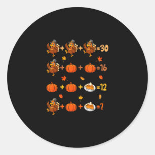Thanksgiving Quiz Math Pumpkin Pie Turkeys Teacher Classic Round Sticker