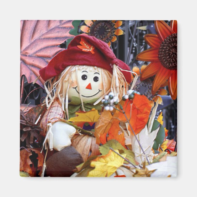Thanksgiving Rag Doll Amongst Autumn Harvest Scene Magnet (Front)