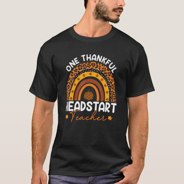 Thanksgiving Rainbow Leopard One Thankful Headstar T-Shirt (Front)