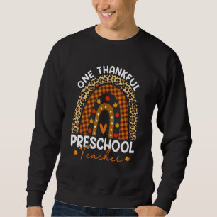 Thanksgiving Rainbow Leopard One Thankful Preschoo Sweatshirt
