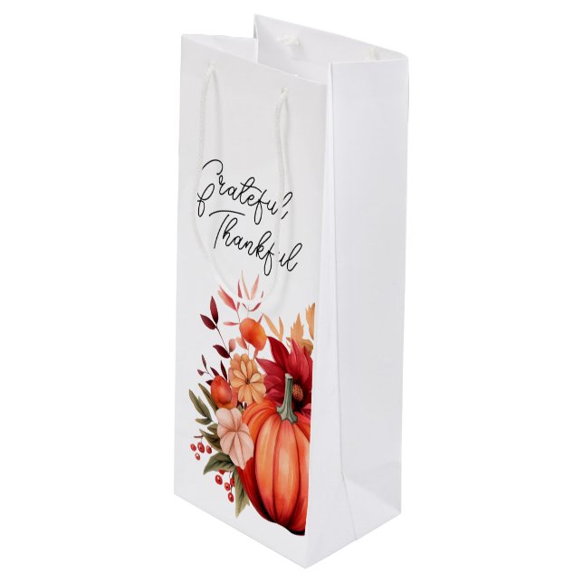 Thanksgiving red pumpkin gift bag rustic (Front Angled)