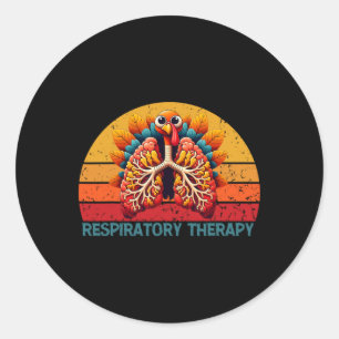 Thanksgiving Respiratory Therapy Vintage Fall Autu Classic Round Sticker