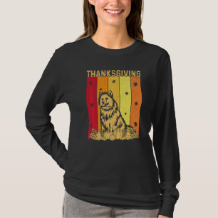 Thanksgiving Retro American Eskimo Dog Matching Fa T-Shirt