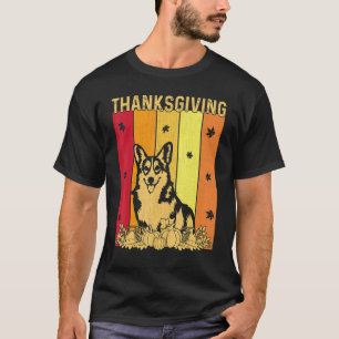 Thanksgiving Retro Corgi Dog Matching Family Pajam T-Shirt