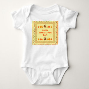 Thanksgiving: retro embroidered card design. baby bodysuit