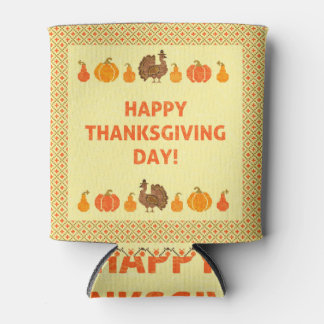 Thanksgiving: retro embroidered card design. can cooler