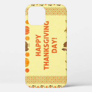 Thanksgiving: retro embroidered card design. iPhone 12 case