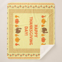 Thanksgiving: retro embroidered card design.
