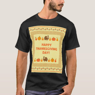 Thanksgiving: retro embroidered card design. T-Shirt