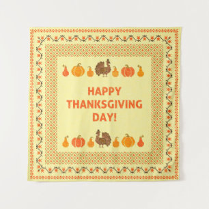 Thanksgiving: retro embroidered card design. tapestry