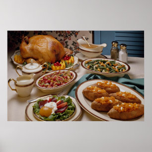 Thanksgiving roast turkey dinner poster