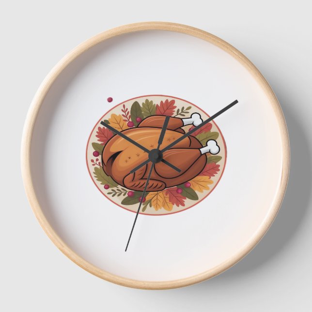 Thanksgiving Roast Turkey – Festive Holiday Feast  Clock (Front)