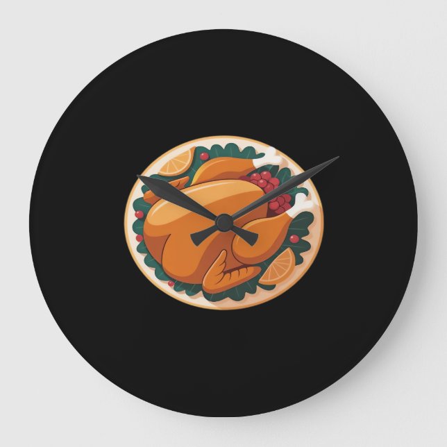 Thanksgiving Roast Turkey – Festive Holiday Feast  Large Clock (Front)