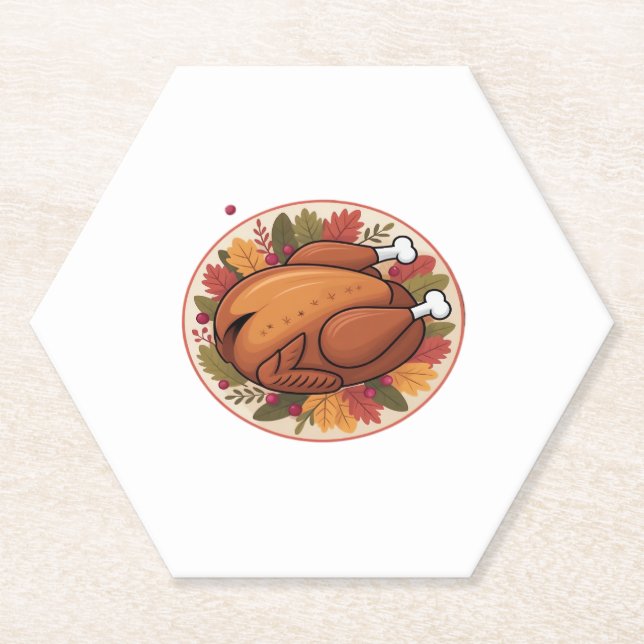 Thanksgiving Roast Turkey – Festive Holiday Feast  Paper Coaster (Front)