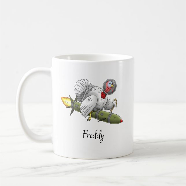 Thanksgiving Rocket Turkey Coffee Mug (Left)