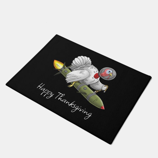 Thanksgiving Rocket Turkey Doormat (Angled)