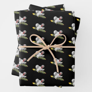 Thanksgiving Rocket Turkey Wrapping Paper Sheet