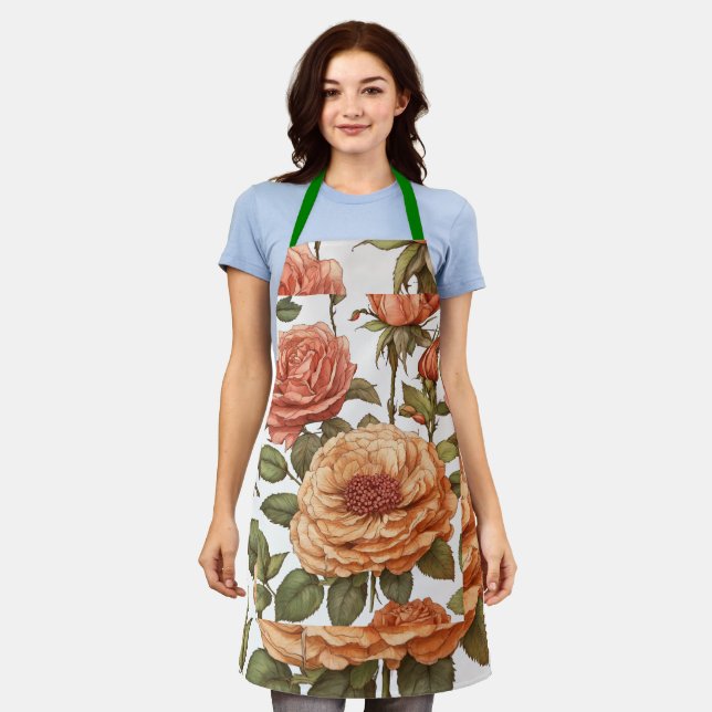 "Thanksgiving Rose & Bud Illustration - Simple Ele Apron (Worn)