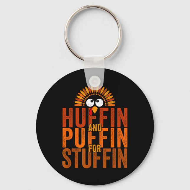 Thanksgiving Run Turkey Trot - Huffin And Puffin F Key Ring (Front)