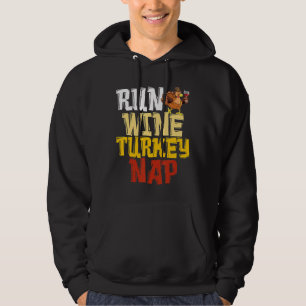 Thanksgiving Runner Run Wine Turkey Nap Running Hoodie