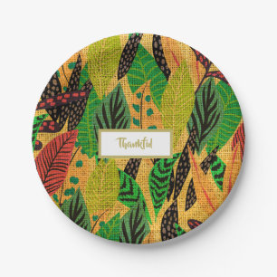 Thanksgiving Rustic  Autumn Fall  Leaf Paper Plate