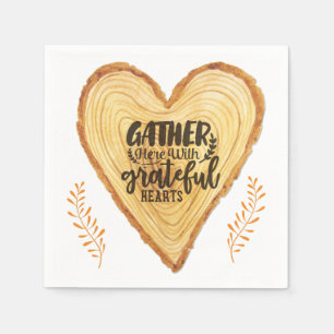 Thanksgiving Rustic Elegant Grateful Hearts Napkin