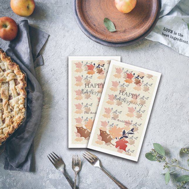 Thanksgiving Rustic Fall Vibes Personalise Name Napkin (Creator Uploaded)
