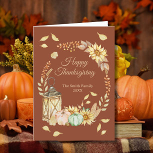 Thanksgiving Rustic Watercolor Folded Holiday Card