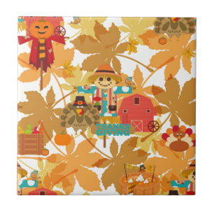 thanksgiving scarecrow ceramic tile
