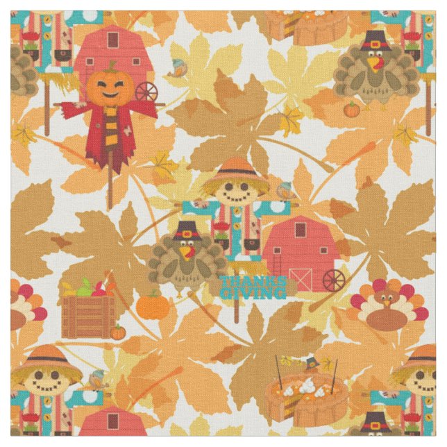 thanksgiving scarecrow fabric (Close Up)