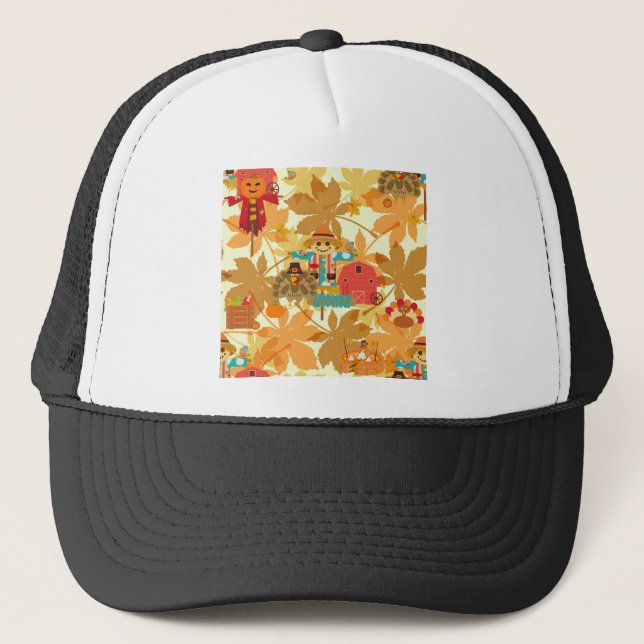 thanksgiving scarecrow trucker hat (Front)