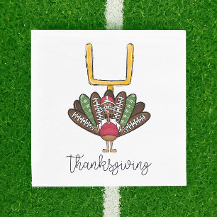 Thanksgiving Script Turkey Football Goalpost Napkin
