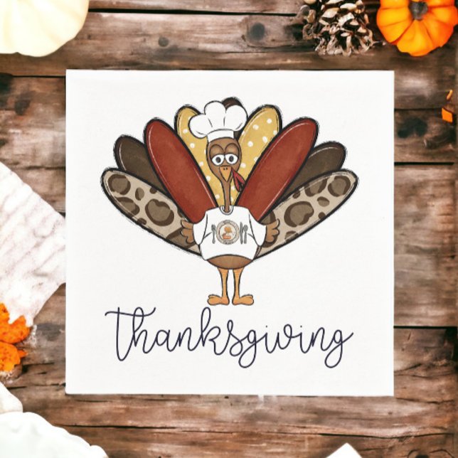 Thanksgiving Script Turkey Give Thanks Plate Napkin (Creator Uploaded)