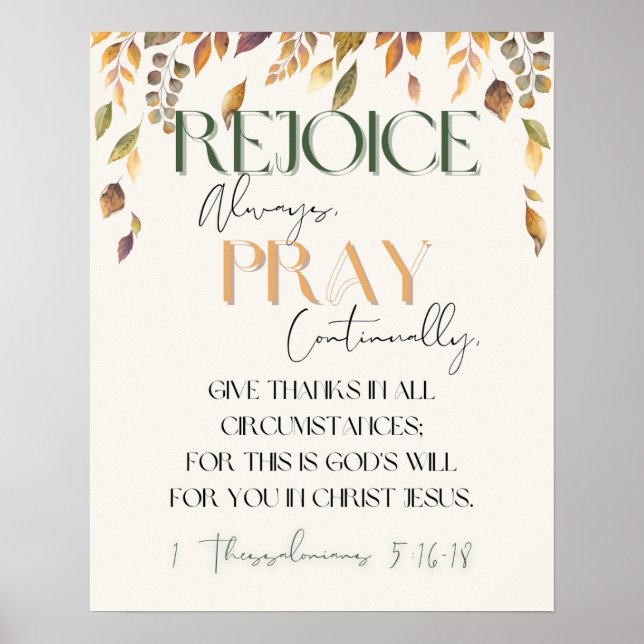 Thanksgiving Scripture Wall Art-1 Thessalonians 5 Poster (Front)