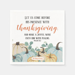 Thanksgiving Scripture Watercolor Pumpkin Family  Napkin