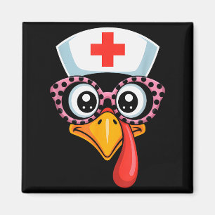 Thanksgiving Scrub Funny Turkey Face Nurse Holiday Magnet